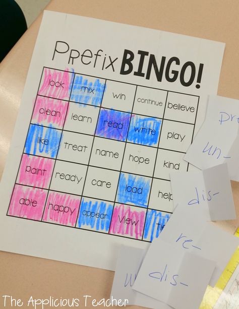 Prefix bingo game - what a fun way to learn those prefixes! Check out this post for more ideas on how to engage your students Prefix Activities, Prefixes Activities, Root Words Activities, Suffix Activities, Prefix Worksheet, Teaching Prefixes, Word Work Games, Word Study Activities, Study Activities