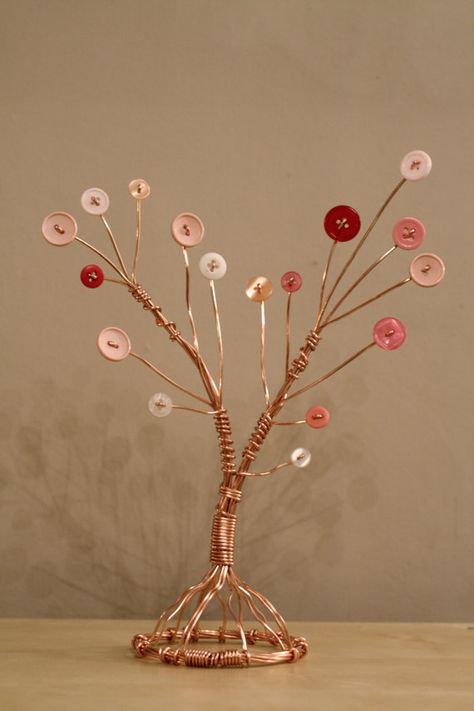 Ming Tree, Copper Wire Tree, Beaded Trees, Button Tree, Copper Wire Art, Crystal Wind Chimes, Wire Art Sculpture, Wire Tree Sculpture, Wire Trees