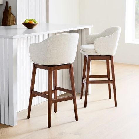 swivel counter stool | West Elm Counter Height Bar Stools Modern, Grandpa House, Swivel Bar Stools With Back, Comfy Bar Stools, Counter Stools With Backs, Island Chairs, Cool Bar Stools, Island Stools, Bar Stools Kitchen Island