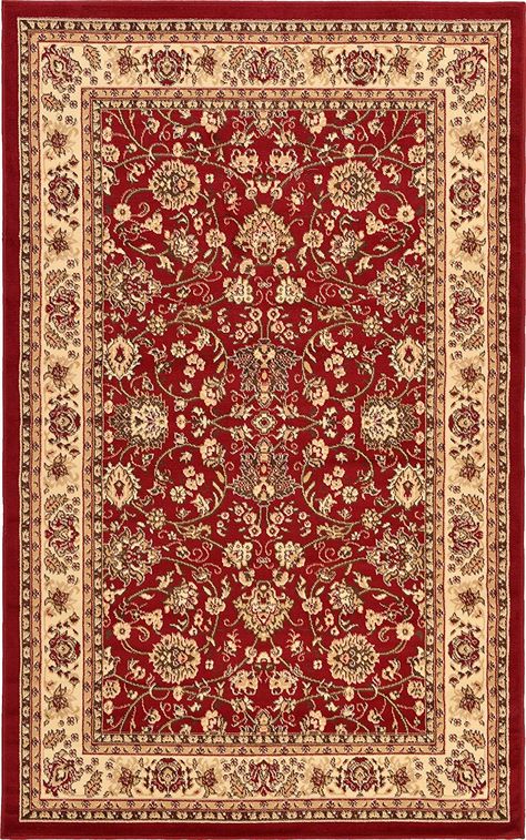 Traditional 5 feet by 8 feet (5' x 8') Kashan Burgundy Overall Home Decor Area Rug ** You can get additional details at the image link-affiliate link. #DecorativeAccessories Vintage Style Rugs, Botanical Vintage, Rugs Uk, Indian Rugs, Burgundy Floral, Vintage Area Rug, Unique Loom, Carpet Design, Red Area Rug