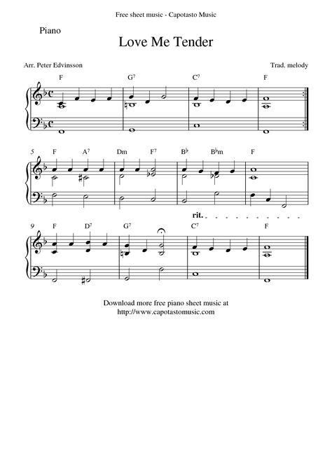 http://musicgears.org/wp-content/uploads/2014/ Free Printable Sheet Music, Easy Sheet Music, Piano Classes, Play The Piano, Love Me Tender, Learn Violin, Easy Piano Sheet Music, Violin Music, Piano Songs