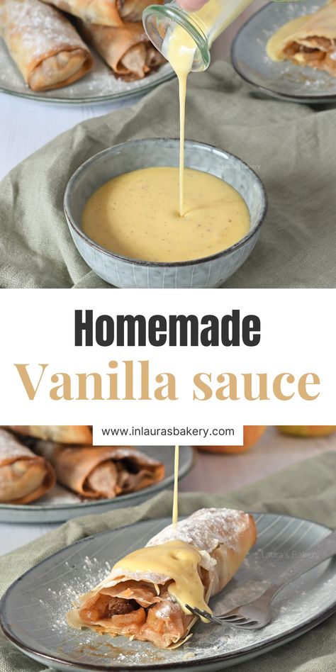 Vanilla sauce recipe Vanilla Paste Recipe, Vanilla Sauce For Bread Pudding, Vanilla Sauce Recipe, Best Bread Pudding Recipe, Vanilla Pudding Recipes, Vanilla Desserts, Custard Sauce, Homemade Cookbook, Vanilla Sauce