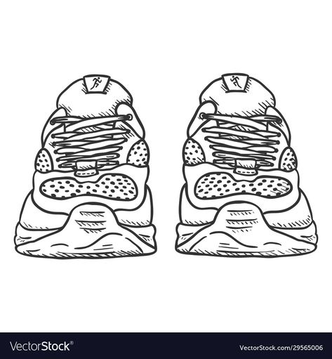 Shoes Front View Drawing, Shoes Front View, Front View Drawing, Sketch Shoes, View Drawing, Sneakers Sketch, Sneakers Illustration, Sneakers Drawing, Shoes Illustration