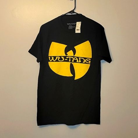 NWT WU-TANG men's small black shirt with original W symbol LOT A6 Gold Symbol, Y2k Hip Hop, Wu Tang, Black Shirt, Rap, Hip Hop, Tee Shirts, Man Shop, Mens Shirts