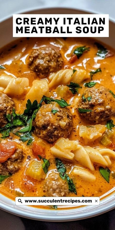 Cozy up to a bowl of Easy Creamy Italian Meatball Soup—simple to make and packed with creamy, hearty goodness. Italian Meatballs Soup, Italian Meatball Soup Instant Pot, Family Favorite Soups, Instapot Meatball Soup, Frozen Meatball Soup Recipes Crockpot, Frozen Meatballs And Pasta Crockpot, Cheesy Meatball Soup, Leftover Meatball Soup, Meatball Stew Instant Pot