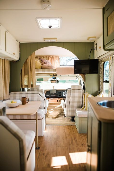 Retro Rv, Rv Interior Remodel, Kombi Home, Caravan Renovation, Caravan Interior, Rv Homes, Diy Camper Remodel, Van Life Diy, Rv Renovations