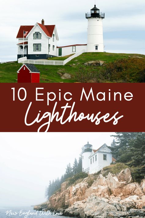 10 Stunning Lighthouses in Maine Not to Be Missed | New England With Love Marshall Point Lighthouse Maine, Lighthouse In Maine, Lighthouses In Maine, Niagara Falls Trip, Maine Coastline, Lighthouse Maine, New England Lighthouses, Maine In The Fall, Maine Winter