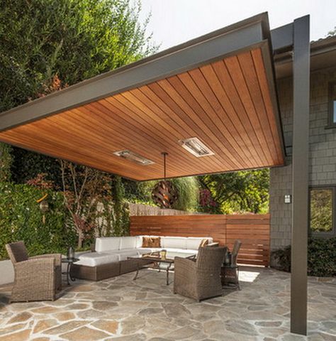 Contemporary patio constructed from steel and timber. http://www.easydiy.co.za/ Pergola Ideas, Modern Pergola, Pergola Design, Wooden Pergola, Patio Roof, Pergola Plans, Pergola Kits, Diy Pergola, Pergola Patio