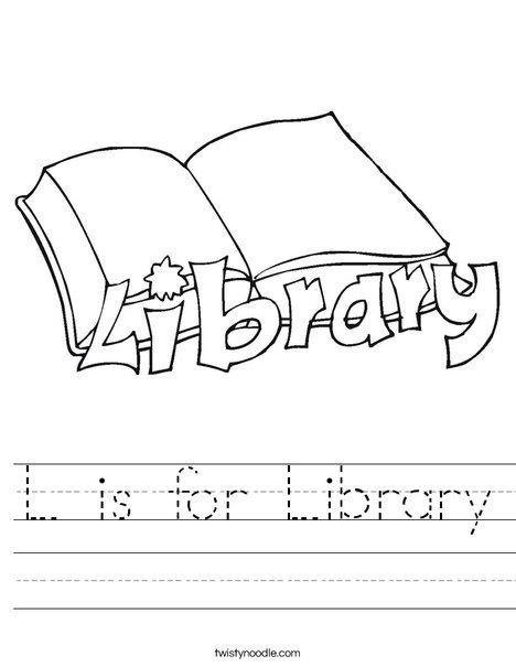 L is for Library Worksheet from TwistyNoodle.com Kindergarten Library Activities, Library Worksheets, Library Orientation, Kindergarten Library, Library Lesson Plans, Library Week, Library Media Specialist, I Love To Read, Library Media Center