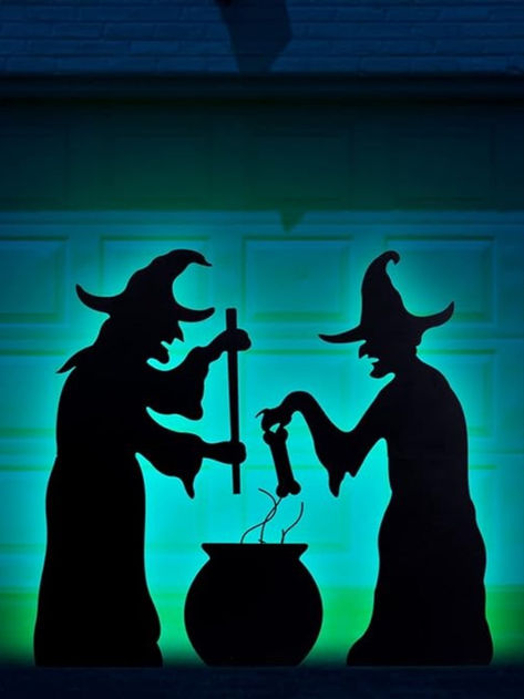 YoleShy Halloween Witch Stakes with Cauldron, Set of 3 Metal Halloween Yard Stakes Scary Witch Yard Decorations, Witch Silhouette for Outdoor Lawn Garden Yard Halloween Decor.  #ad #halloween #witches #cauldron #yard stakes Give your neighbors a fright by creating your halloween fright night with this spooky witch silhouette! These halloween witch stakes will cast haunting shadows in your yard when placed in front of  lights. Witch Yard Decorations, Witches Yard Decorations, Yard Halloween Decor, Halloween Yard Stakes, Halloween Fright Night, Witch Silhouette, Scary Witch, Witches Cauldron, Yard Decorations