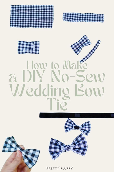 DIY No-Sew Wedding Bow Tie | Wedding Accessories for Dogs Bow For Dog Collar Diy, Bow Ties For Dogs How To Make, Dog Bowtie Pattern, Dog Bows Diy, Diy Dog Bow Tie, Dog Bow Tie Diy, Dog Bow Tie Pattern, Tie Pattern Free, Bow Tie Template