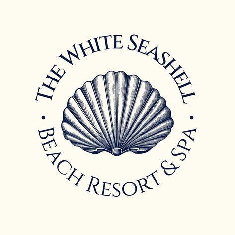 Resort hotel logo, editable aesthetic business branding template design | premium image by rawpixel.com Nautical Design Graphic, Resort Logo Design Ideas, Coastal Logo Design, Brand Logos Aesthetic, Sea Shells Aesthetic, Vintage Logo Design Inspiration, Resort Logo Design, Sea Icons, Resort Branding