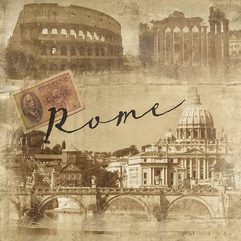 Vintage Graphic Art, Rome Vintage, Vintage Rome, Rome Aesthetic, Black Framed Wall Art, Spring Painting, Vintage Advertisement, Vintage Canvas, Vintage Graphic