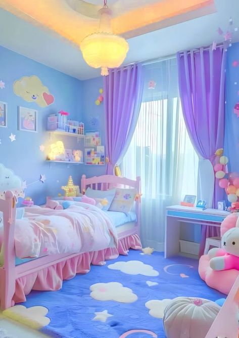 Colorful Small Bedroom Ideas, Pastelcore Room, Pastel Dream Aesthetic, Kids Room Theme Ideas, Whimsical Kids Bedroom, Pastel House Aesthetic, Aesthetic Nursery Room, Little Spaces Ideas, Pastel Bedroom Aesthetic