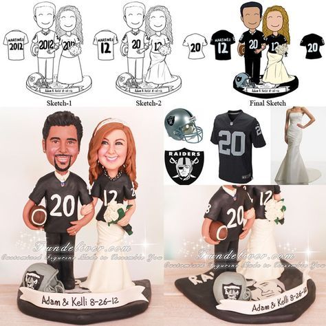 Raider Wedding, Raiders Wedding, Football Wedding Cake Toppers, Football Wedding Cake, Cowboy Wedding Cakes, Raiders Cake, Dallas Cowboys Wedding, Dallas Cowboys Cake, Football Wedding Theme