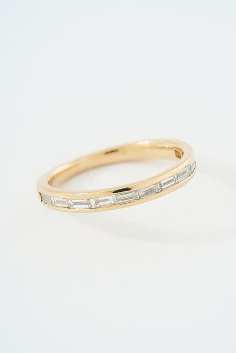 TAPERED EAST WEST BAGUETTE BAND – Stvdio Brooklyn East West Emerald Ring With Wedding Band, East West Baguette Ring, Baguette Ring Band, Baguette Wedding Rings, Baguette Eternity Band, Thick Gold Band, Baguette Band, Baguette Wedding Band, Single Af