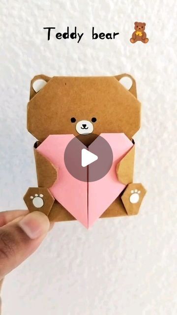 Cute Popup Cards Diy, Childrens Cards Handmade, Origami Teddy Bear Tutorial, Paper Teddy Bear Craft, Teddy Bear Cards Handmade, Handmade Teddy Bear, Birthday Origami Ideas, Flower Cards Diy, Cute Bears Drawing