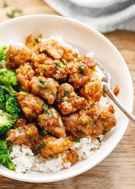 Honey Garlic Pork Bowl, Japanese Pork Rice Bowl, Honey Garlic Pork Rice Bowl, Honey Garlic Pork Stir Fry, Pork Protein Bowl, Pork Bowls Mexican, Healthy Pork Cutlet Recipes, Pork And Rice Bowls, Honey Garlic Pork Bites