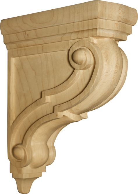 Decorative Wood Corbels and Brackets: Solid, Decorative Wooden ... Engraving Stencils, Seaside Farmhouse, Faux Fireplaces, Kitchen Renovation Design, Cabinet Molding, Wood Decorations, Corbel Shelf, Wooden Corbels, Wooden Brackets