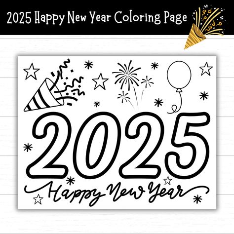 2025 Happy New Year Coloring Page for Kids (Printable, 11in x 8.5in) 🌟 Welcome to a New Year of Creativity and Fun! 🌟 Are you a busy mom or an engaged teacher looking for a creative and hassle-free way to entertain your kids this holiday season? Look no further! This "2025 Happy New Year Coloring Page for Kids" is the perfect solution for you! 🎨 Instant Download, Endless Fun! Size: 11 inches x 8.5 inches - perfect for little hands! Format: Easy-to-print PDF, ensuring compatibility with all pr New Years Printables For Kids, Happy New Year 2024 Design, New Years Printables, New Years Coloring Pages, New Year Printables, New Year Coloring Pages, Printables For Kids, Easy Coloring Pages, Fun Size