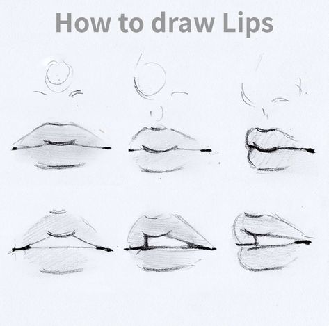 Lip Guidelines Drawing, How To Draw Nose And Lips, How To Mouth Drawing, Parted Lips Drawing, Eyes Nose Lips Sketch, Lip Practice Drawing, How To Draw Lips 3/4 View, Lips Drawing Tutorial Step By Step Easy, How To Draw Side Lips