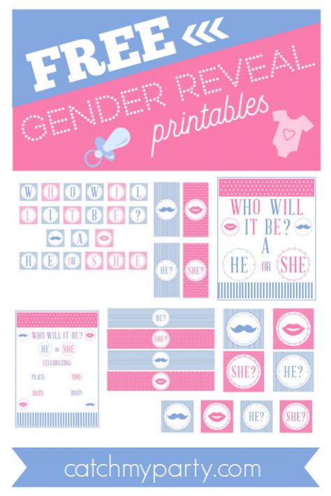 Download these cute FREE Gender Reveal Printables! Gender Reveal Free Printables, Gender Reveal Cricut Projects, Cricut Gender Reveal Ideas, Gender Reveal Games Printables, Gender Reveal Decorations Diy, Gender Reveal Printables, Gender Reveal Activities, Gender Reveal Photo, Shower Funny