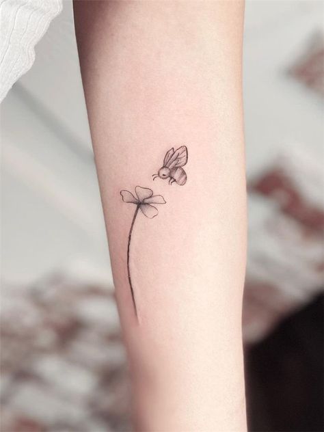 Bee And Flower Tattoo, Small Bee Tattoo, Bee Tattoos, Honey Bee Tattoo, Bumble Bee Tattoo, Small Shoulder Tattoos, Ankle Tattoos For Women, Cool Wrist Tattoos, Ear Tattoos