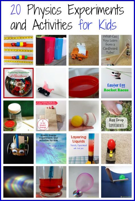 20 Physics Experiments and Activities for Kids Physical Science Activities, Science Experience, Physics Experiments, Kindergarten Science, Preschool Science, Education Motivation, Learning Science, Elementary Science, Homeschool Science