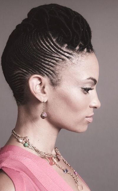 Shuku Hairstyle, Cornrows Into A Bun, Cornrows Styles, Hair Afro, Beautiful Natural Hair, Beautiful Braids, Hair Affair, Natural Styles, Cornrow