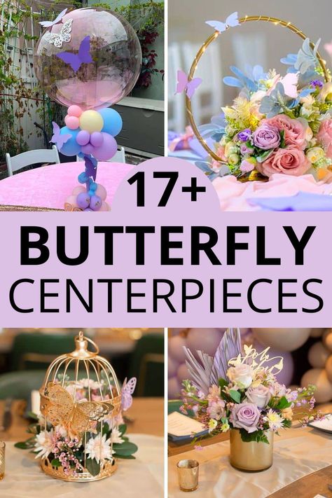 Elevate your baby shower or birthday party with Butterfly Centerpieces in soft pastels! These DIY mason jar creations are both simple and stunning, bringing the beauty of butterflies to your celebration. Add a touch of magic with these easy and delightful centerpieces. Butterfly 1st Birthday Party Theme Diy, Butterfly Cake Table Ideas, Butterfly Table Centerpieces Diy, Flower Butterfly Party, Dollar Tree Butterfly Centerpieces, Centerpieces Butterfly Theme, Butterfly Party Decorations Centerpieces, Garden Butterfly Baby Shower Theme, Butterfly Themed Birthday Party Decoration Ideas