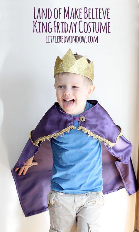 Mr. Rogers' Land of Make Believe King Friday Costume | littleredwindow.com Friday Costume, Land Of Make Believe, Diy Fantasia, King Costume, Diy Baby Headbands, Sew Zipper, Mr Rogers, Easy Costumes, Make Believe