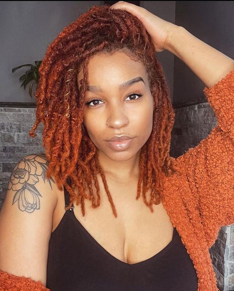 Color Locs Black Women, Locs Hairstyles Short, Color Locs, Locs Black Women, Hair Color For Dark Skin, Short Locs, Beautiful Dreadlocks, Short Locs Hairstyles, Ginger Hair Color