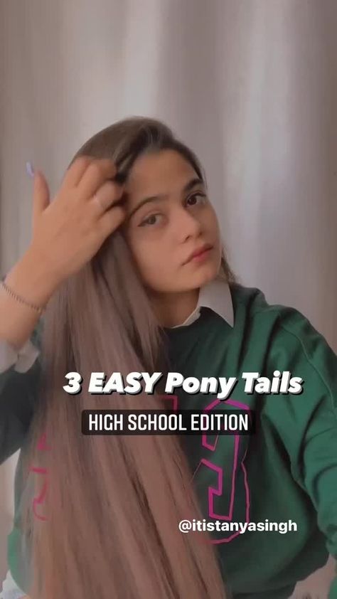 itistanyasingh on Instagram: 3 Quick and Easy ponytail ideas for school /college ❤️ . . . #hair #hairstyles #longhair #school #formal #reels #reelsinstagram #instagram… Hair Styke, Medium Hair Ponytail, Plaited Ponytail, College Hair, Middle School Hairstyles, School Braids, Easy Ponytail, Ponytail Ideas, Girls School Hairstyles