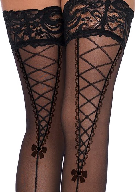 Lace Thigh Highs, Leg Avenue Costumes, Thigh Bands, Calf Massage, Cute Stockings, Leg Avenue, Pretty Lingerie, Lovely Clothes, Denim Shorts Women