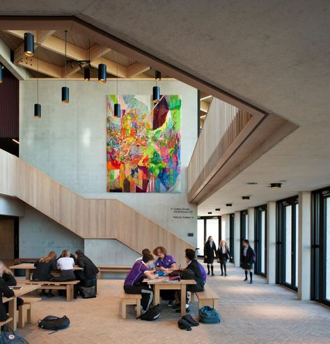 Library Hall, School Hall, Performing Arts School, Architecture Today, Timber Roof, Timber Ceiling, Youth Center, School Interior, Timber Structure