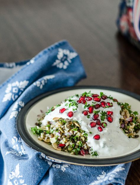 Hellenic Republic's Cypriot Grain Salad | A Kitchen Cat Cabbage Salad Recipe, Grain Salad Recipes, Cypriot Food, Slow Cooked Lamb, Grain Salad, Cabbage Salad, Healthy Side, Vegan Salad, Heart Healthy Recipes