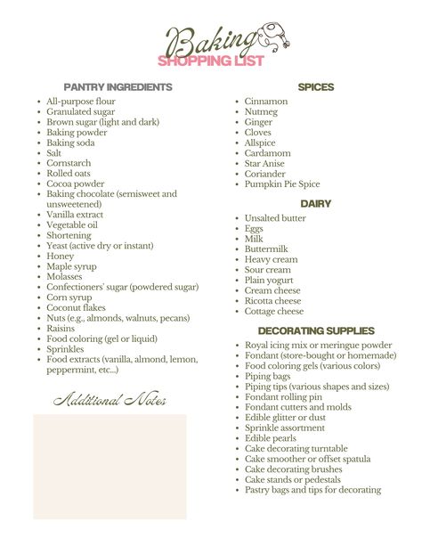 Plan your baking projects with ease! The Everything Baking Planner helps you organize and streamline your baking projects, allowing you to spend less time worrying and more time enjoying delicious treats. The perfect companion for any home baker! Loaded with 27 pages for your yummy baked goods! What's inside this Fun Baking Planner: Baking Goals 12 months of Baking Holidays Baking to-do's (priorities) Detailed Recipe testing logs Shopping lists and Pantry lists specifically for the Baker Ingredi Baking Shopping List, Baking Staples List, Baking Supplies List, Baking Essentials Tools List, Baking Sketch, Selling Baked Goods From Home, Bakers Pantry, Baking Ingredients List, Yummy Baked Goods