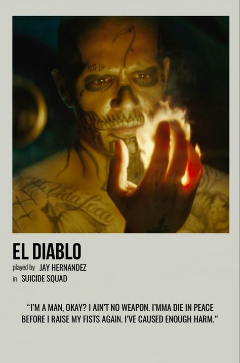 El Diablo Suicidesquad, El Diablo Suide Squad, Diablo Suicidesquad, Joker Suide Squad, Suide Squad, Suiced Squad, Jay Hernandez, Character Poster, Iconic Movie Posters