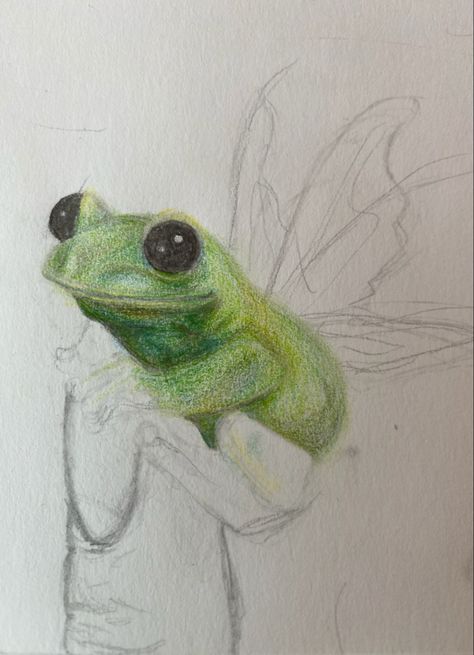 Watercolor Art Unique, Fairy Frog Drawing, Frog Drawing Sketches, Frog Drawing, Frog Art, Art Diary, Arte Sketchbook, Arte Inspo, Sketch Painting