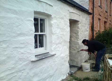 John Bennett Lime Plastering Home » John Bennett Lime Plastering Barn Makeover, Lime Mortar, Rendered Houses, John Bennett, Lime Plaster, Plaster Texture, Historic Restoration, Cottage Exterior, West Wales