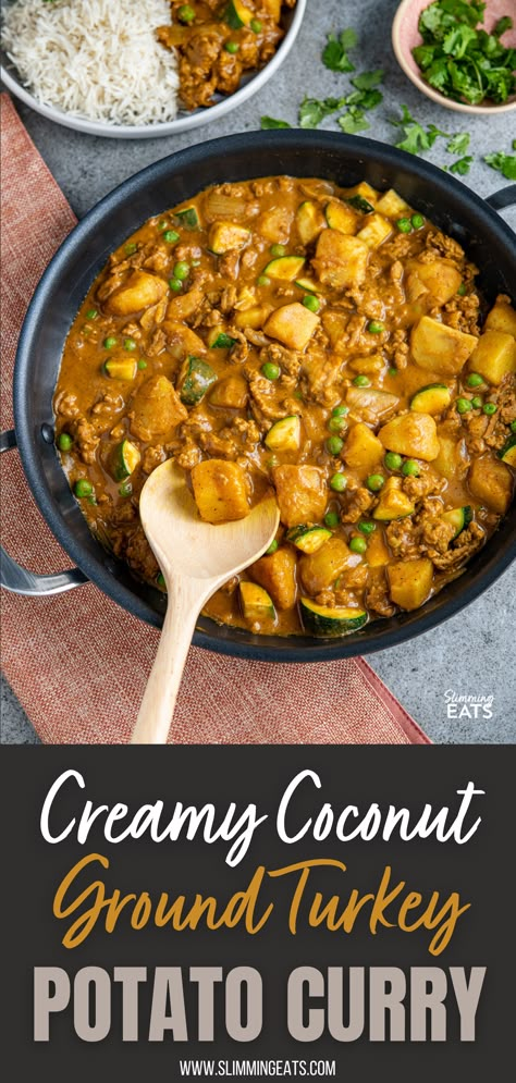 Coconut Curry Ground Turkey, Sweet Potatoes Ground Turkey, Indian Ground Turkey Recipes, Ground Turkey Coconut Milk, Dinner Turkey Ground, Sauce For Ground Turkey, Ground Turkey Curry Coconut Milk, Ground Meat Curry, Ground Turkey Recipes Potatoes