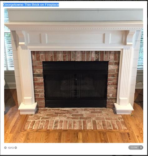 Fireplace Refacing, Reface Fireplace, Veneer Fireplace, Brick Bathroom, Fireplace Brick, Fireplace Facing, Fireplace Redo, Brick Hearth, Diy Fireplace Makeover