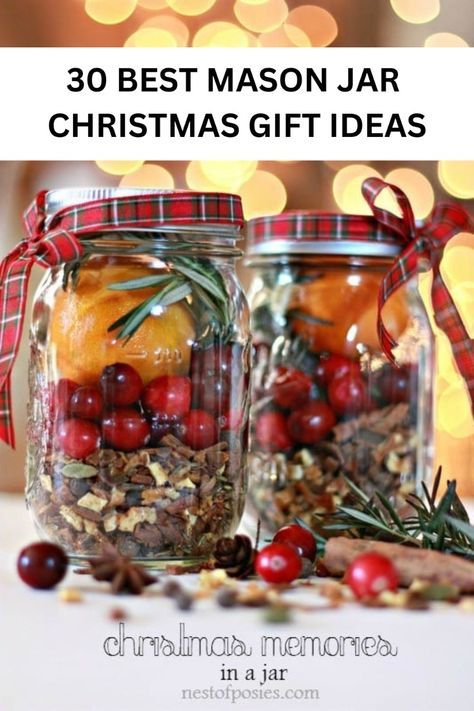 Want some fun diy mason jar ideas you can give as gifts? These are great for friends, family, coworkers or neighbors or teachers! Gift them something sweet that's easy for you to make. #christmas #masonjargifts #masonjars Mason Jar Simmer Pot Gift, Mason Jar Diy Christmas, Christmas Morning In A Jar, Diy Christmas Gifts Coworkers, Christmas In A Jar Gifts, Gifts In A Jar Ideas Diy Christmas, Christmas Jar Gifts Ideas, Diy Neighbor Gifts, Christmas Boutique Ideas