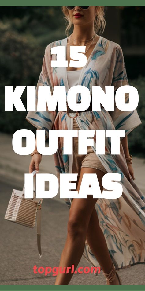 15 Kimono Outfit Ideas That’ll Make You Feel Like a Total Fashion Goddess Make A Kimono, How To Style A Kimono Outfits, Styling A Kimono, Kimono Inspired Outfit, Kimono Outfit Ideas, Winter Kimono Outfit, Kimono Aesthetic, Boho Kimono Outfit, Boho Chic Outfits Winter