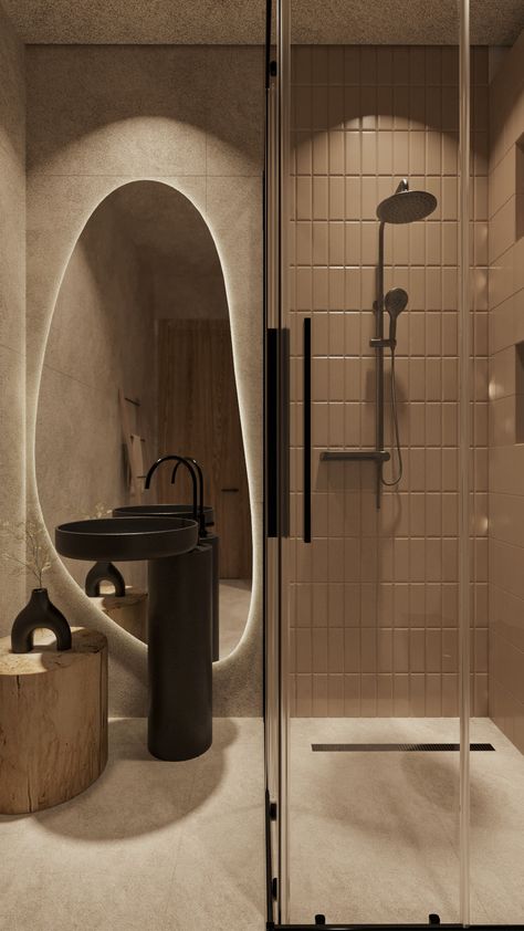 The soft feel of natural materials creates a calming environment for a delightful bathing experience where peace and elegance come together. Wabi Sabi Toilet, Japandi Toilet, Wabi Sabi Bathroom, Zen Bathroom Design, Zen Interiors, Wc Design, Japandi Interiors, Zen Bathroom, Baths Interior