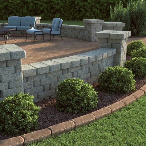 Learn how to install a brick paver edge for a DIY landscape project that upgrades the look of your lawn. Use a simple clear border or outline a small garden. Yard Pavers, Retention Wall, Paver Edging, Southwest Landscape, Building A Retaining Wall, Garden Pavers, Brick Edging, Court Yard, Stump Removal