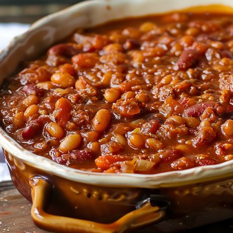 Jazzed Up Baked Beans Jazzed Up Baked Beans, Kardea Brown Spicy Sausage Baked Beans, Easy Beans Recipe, Maple Baked Beans, Vegetarian Bacon, Best Baked Beans, Boston Baked Beans, Beans Recipes, Jalapeno Sauce