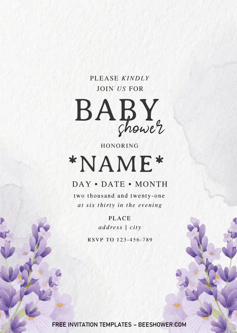 Get Lavender Baby Shower Invitation Templates - Editable .Docx Story Artwork, Yellow Baby Shower Invitations, Lavender Baby Shower Invitations, Lavender Invitation, Lavender Baby Showers, Graduation Images, Baby Shower Invites Neutral, Creative Pregnancy Announcement, Free Wedding Invitation Templates