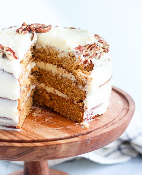 Pecan Carrot Cake, Cake With Cream Cheese Icing, Carrot Cake With Cream Cheese, Best Carrot Cake, Poke Cakes, Maple Pecan, Spring Desserts, Cream Cheese Icing, Cake Cover