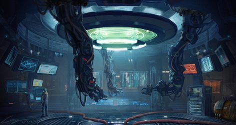 Laboratory on Behance Science Fiction Art, Scifi Lab, Sci Fi Laboratory, Scifi Interior, Sci Fi Building, Spaceship Interior, Sci Fi Environment, Futuristic Art, Cyberpunk Art